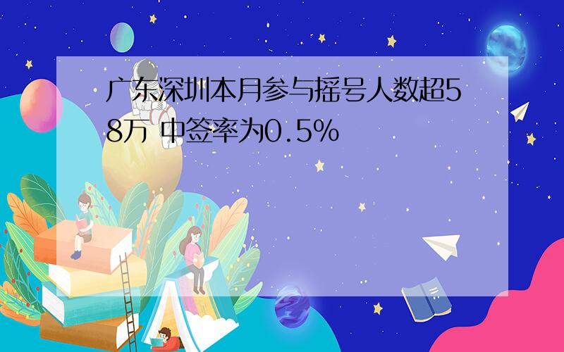 广东深圳本月参与摇号人数超58万 中签率为0.5%