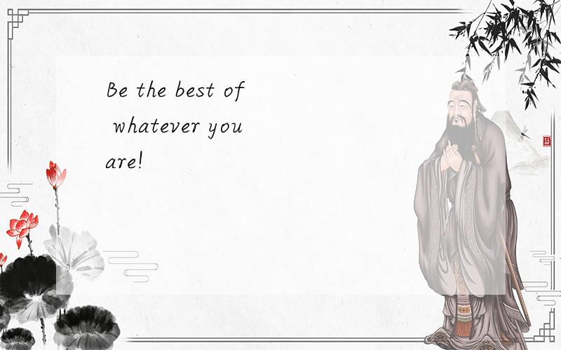 Be the best of whatever you are!