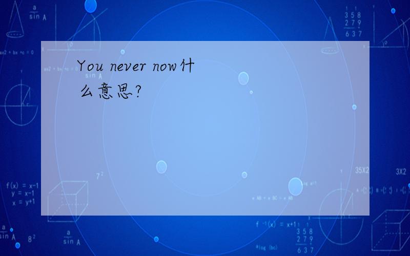 You never now什么意思?