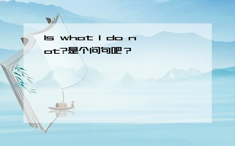 Is what I do not?是个问句吧？