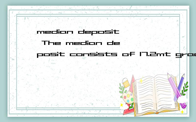 median deposit The median deposit consists of 17.2mt grading 3.32g/t and contains1.8moz.