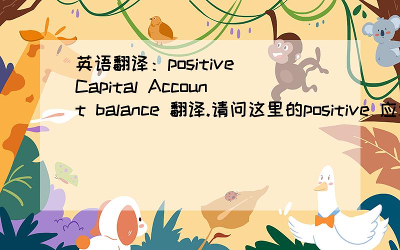 英语翻译：positive Capital Account balance 翻译.请问这里的positive 应该怎么理解?谢谢.