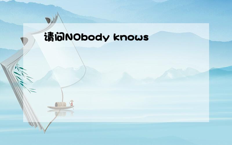 请问NObody knows
